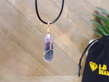 Load image into Gallery viewer, Natural Crystal Gold Wire Wrapped Rainbow Fluorite Necklace Handmade