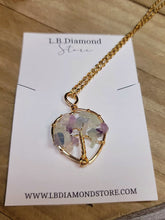 Load image into Gallery viewer, Natural Crystal Necklace Gold Wire Wrapped Fluorite Tree of Life