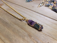 Load image into Gallery viewer, Crystal Necklace Gold Wire Wrapped Fluorite Healing Crystal Point Choker Necklace
