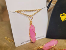Load image into Gallery viewer, Crystal Necklace Gold Wire Wrapped Rose Topaz Healing Crystal Point Necklace