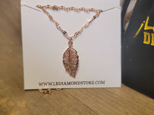 Load image into Gallery viewer, Crystal Necklace Sterling Silver Leaf Fashion Crystal Necklace Gold tone Handmade