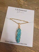 Load image into Gallery viewer, Crystal Necklace Silver Wrapped Turquoise Healing Crystal Point Necklace