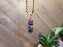 Load image into Gallery viewer, Crystal Necklace Gold Wire Wrapped Fluorite Healing Crystal Point Choker Necklace
