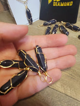 Load image into Gallery viewer, Blue Sandstone Crystal POINT Necklace Gold tone Trending Pendant Necklace Gift For Her, Necklace