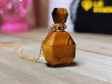 Load image into Gallery viewer, Natural Crystal perfume Bottle Necklace Tiger's Eye Stone