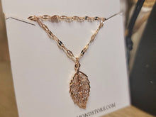 Load image into Gallery viewer, Crystal Necklace Sterling Silver Leaf Fashion Crystal Necklace Gold tone Handmade