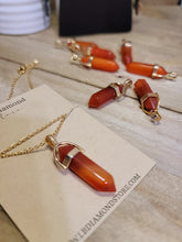 Load image into Gallery viewer, Natural Handmade Crystal Necklace Gold Tone Carnelian Point Necklace