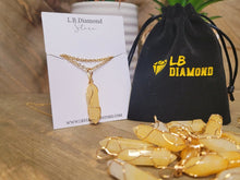 Load image into Gallery viewer, Gold tone Citrine Wire wrapped Crystal Necklace