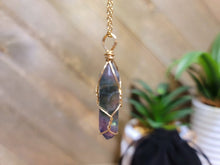 Load image into Gallery viewer, Elegant Gold Wire Wrapped Fluorite Point Necklace - Perfect Gift for Her