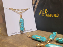 Load image into Gallery viewer, Crystal Necklace GOLD Wrapped Turquoise Healing Crystal Point Necklace