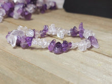 Load image into Gallery viewer, Amethyst & Clear Quartz Healing Bracelet Chip Bracelet Stretch