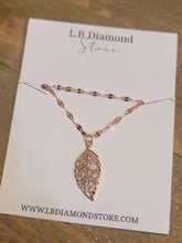 Load image into Gallery viewer, Crystal Necklace Sterling Silver Leaf Fashion Crystal Necklace Gold tone Handmade
