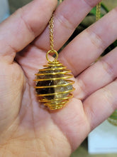 Load image into Gallery viewer, Gold Tone CAGE Necklace Healing Crystal Cage Necklace Gold tone