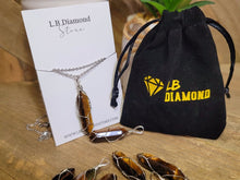 Load image into Gallery viewer, Silver Wire Wrapped Tiger's Eye Healing Crystal Point Necklace