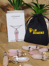 Load image into Gallery viewer, Rose Quartz Handmade Point Necklace Hexagon Chain Pendant Silver Tone