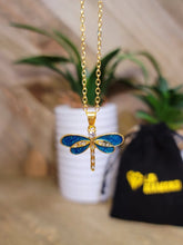 Load image into Gallery viewer, Dragonfly Pendant Necklace - Trendy Dragonfly necklace Gold tone