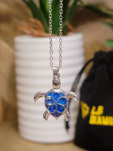 Load image into Gallery viewer, Trendy Turtle Necklace Silver tone Blue Turtle