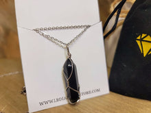 Load image into Gallery viewer, Black Obsidean Point Necklace Wire wrapped Silver