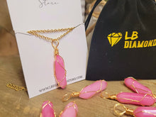 Load image into Gallery viewer, Crystal Necklace Gold Wire Wrapped Rose Topaz Healing Crystal Point Necklace