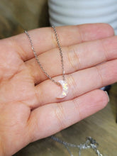 Load image into Gallery viewer, Crystal Necklace Silver tone, Moon Necklace Rose Moon Pink Moon
