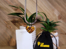 Load image into Gallery viewer, Crystal Necklace Silver Tone Herringbone Choker necklace Tiger's Eye