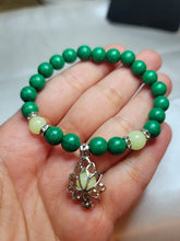 Load image into Gallery viewer, Gorgeous Jasper Bracelet 8mm Glow Lotus Pendant Bracelet Boho Gypsy