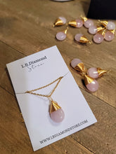 Load image into Gallery viewer, Gold Wire Wrapped Rose Quartz Healing Crystal Necklace