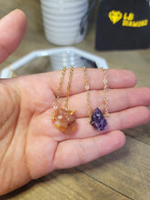 Load image into Gallery viewer, Raw Crystal Necklace, Carnelian Rough Stone Necklace, Amethyst Necklace