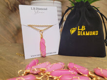 Load image into Gallery viewer, Crystal Necklace Gold Wire Wrapped Rose Topaz Healing Crystal Point Necklace
