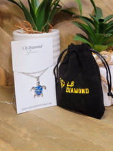 Load image into Gallery viewer, Trendy Turtle Necklace Silver tone Blue Turtle