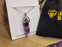 Load image into Gallery viewer, Natural Amethyst Handmade Point Necklace Silver Tone