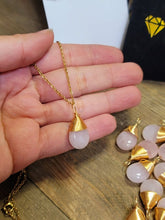 Load image into Gallery viewer, Gold Wire Wrapped Rose Quartz Healing Crystal Necklace