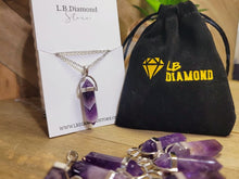 Load image into Gallery viewer, Natural Amethyst Handmade Point Necklace Silver Tone