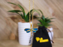 Load image into Gallery viewer, Dragonfly Pendant Necklace - Trendy Dragonfly necklace Gold tone