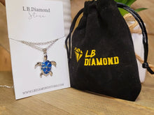 Load image into Gallery viewer, Trendy Turtle Necklace Silver tone Blue Turtle