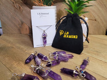 Load image into Gallery viewer, Natural Amethyst Handmade Point Necklace Silver Tone