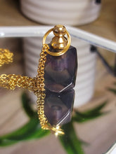 Load image into Gallery viewer, fluorite perfume bottle necklace Handmade necklace, Gold tone perfume bottle