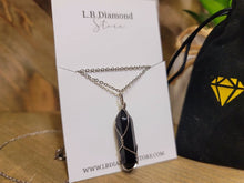 Load image into Gallery viewer, Black Obsidean Point Necklace Wire wrapped Silver