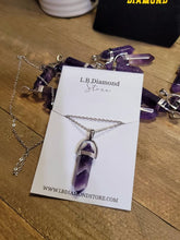Load image into Gallery viewer, Natural Amethyst Handmade Point Necklace Silver Tone