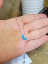 Load image into Gallery viewer, Silver Moon Stone Necklace   Crystal Necklace