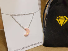 Load image into Gallery viewer, Crystal Necklace Silver tone, Moon Necklace Rose Moon Pink Moon