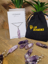 Load image into Gallery viewer, Silver tone Amethyst Wire wrapped Crystal Necklace