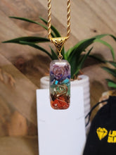 Load image into Gallery viewer, Natural Handmade Crystal Necklace Gold Tone 7 Chakras Healing Choker Orgone
