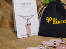 Load image into Gallery viewer, Rose Quartz Handmade Point Necklace Hexagon Chain Pendant Silver Tone