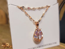 Load image into Gallery viewer, Gorgeous Rose Necklace, Charm, Pendant with Crystals on a Dainty Gold Flower necklace