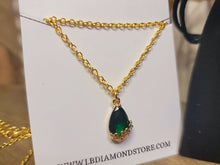 Load image into Gallery viewer, Gorgeous Green Tear Drop Dainty Necklace - gift for her Gold Tone