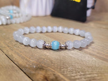Load image into Gallery viewer, Selenite Cat eye Genuine bead bracelet stretch 19 inches, Beautiful gift for her,