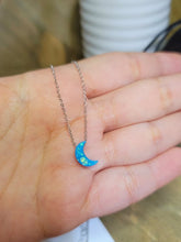 Load image into Gallery viewer, Silver Moon Stone Necklace   Crystal Necklace