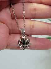 Load image into Gallery viewer, Gourgeus Moldavite Lotus Necklace Silver Tone Daily necklace Daily Cage necklace