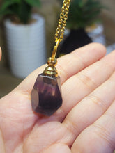 Load image into Gallery viewer, fluorite perfume bottle necklace Handmade necklace, Gold tone perfume bottle